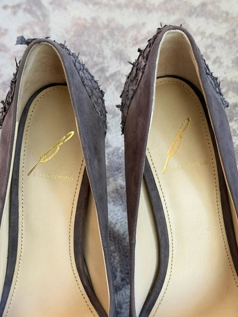 NWOT Brian Atwood Blayne Suede Peep Toe Pumps